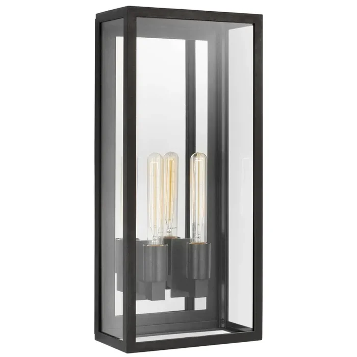 Chapman & Myers Fresno Large 2-Light 3/4 Wall Lantern in Aged Iron with Clear Glass Outdoor Lighting W10″ x H22″CHO 2936AI-CG