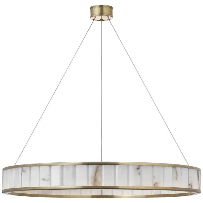 Chapman & Myers Iterna 40″ Ring Chandelier in Antique-Burnished Brass with Alabaster Ceiling Light W40″CHC 5801AB-ALB