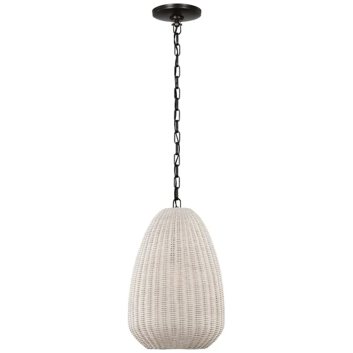 Chapman & Myers Kokomo 12″ Pendant in Bronze with Chalk Wicker Shade Ceiling Light W11.5″ x H18.25″CHC 5645BZ-CLW