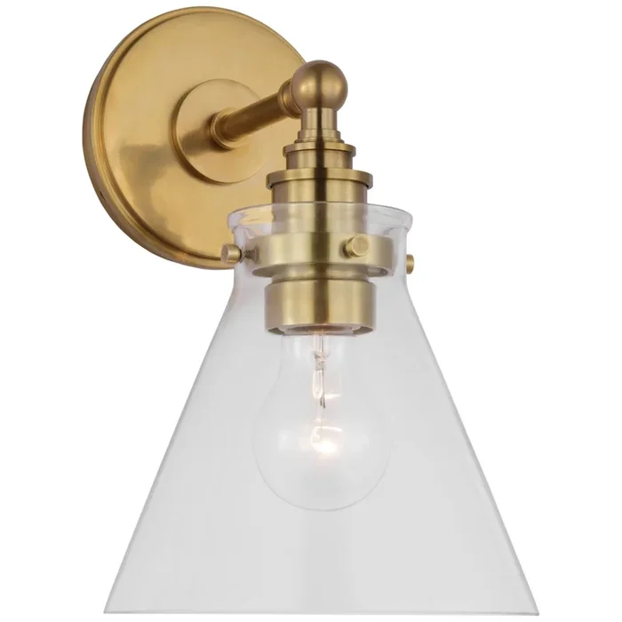 Chapman & Myers Parkington Small Single Wall Light in Antique-Burnished Brass with Clear Glass W7.25″ x H11.5″CHD 2527AB-CG