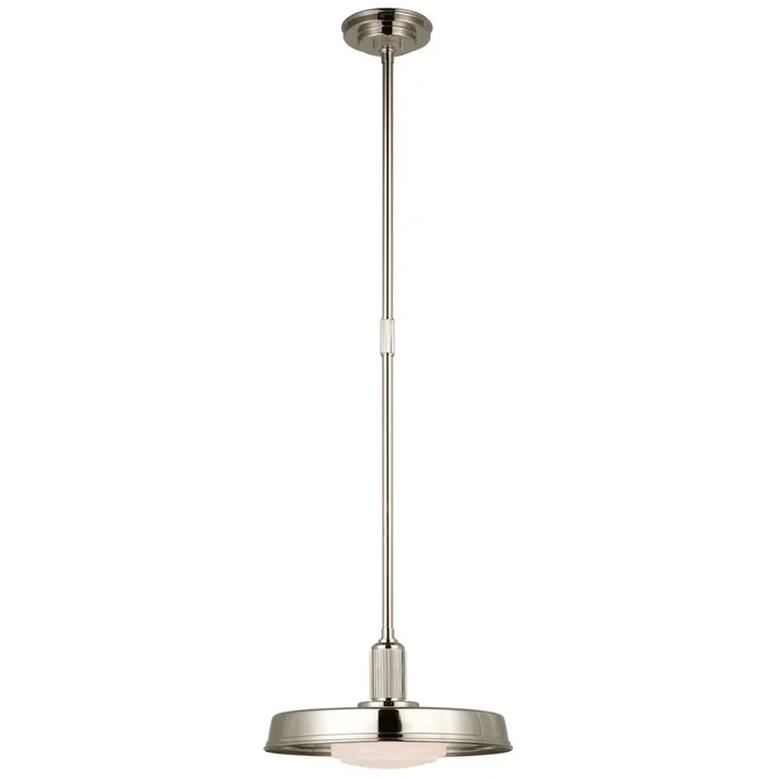 Chapman & Myers Ruhlmann 14″ Factory Pendant in Polished Nickel with White Glass Ceiling Light W14″CHC 5300PN-WG