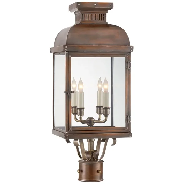 Chapman & Myers Suffork Post Lantern in Natural Copper with Clear Glass Outdoor Lighting W9.75″ x H24.25″CHO 7821NC-CG