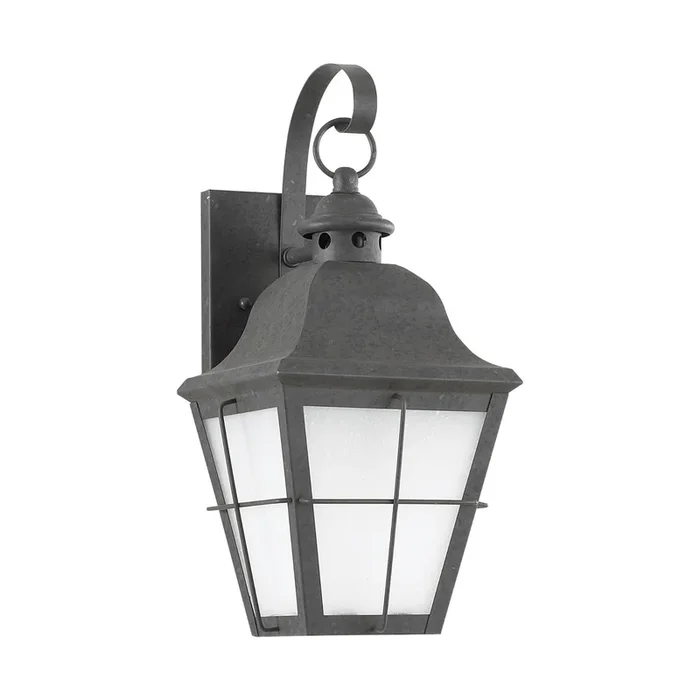 Chatham One Light Outdoor Wall Lantern Traditional Fixture 6.75″ Width 14.5″ Height Brass Frosted Seeded Shade in Oxidized Bronze89062-46
