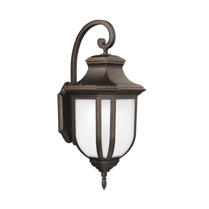 Childress Medium One Light Outdoor Wall Lantern LED Traditional Fixture 6.375″ Width 14.625″ Height Die Cast Aluminum Satin Etched Shade in Antique Bronze8636301EN3-71