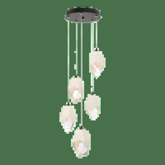 Chrysalis 5-Light Large Crystal Pendant – Oil Rubbed Bronze – White Polished Crystal