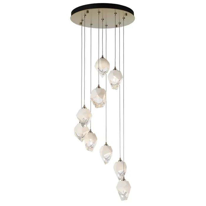 Chrysalis 9-Light Small Crystal Pendant – Modern Brass – White Polished Crystal