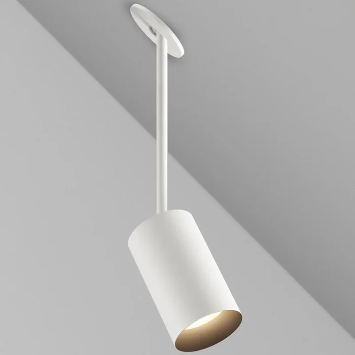 CM1 Cylinder Hang Straight Adjustable Ceiling Light – New Construction – White Powder Coat/Black Baffle – 15 Degrees – 2700K