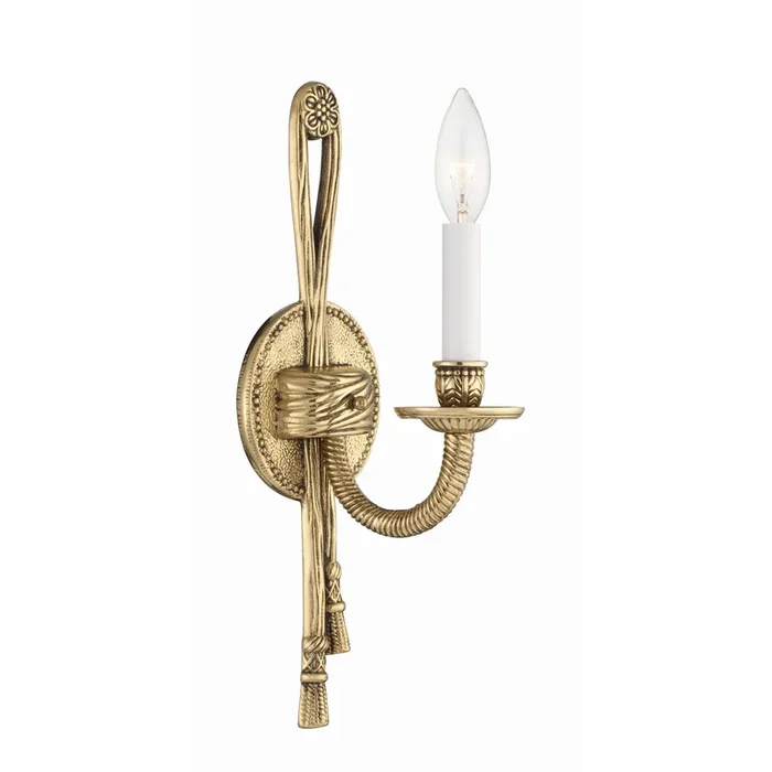Crystorama 1 Light Olde Brass Cast Sconce 4.5″W x 15″H x 5.5″D651-OB