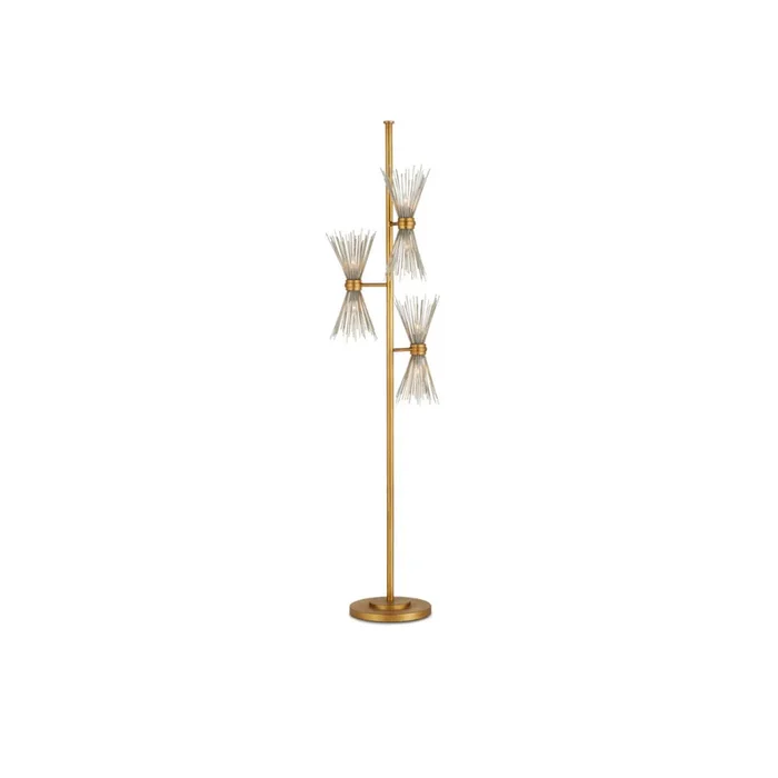 Currey & Company 8000-0046 Novatude 6 Light Floor Lamp in Antique Gold Leaf/Contemporary Silver Leaf