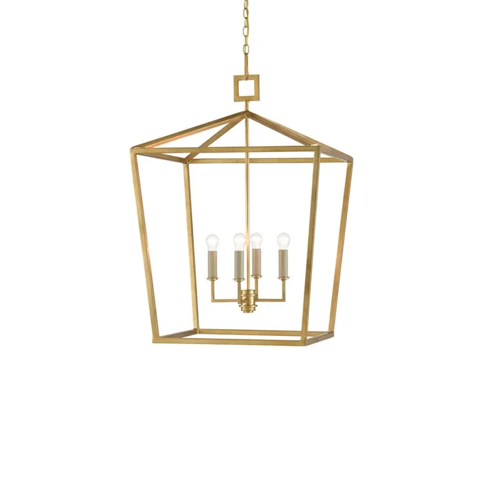 Currey & Company 9000-04-C Denison 4 Light Lantern in Contemporary Gold Leaf