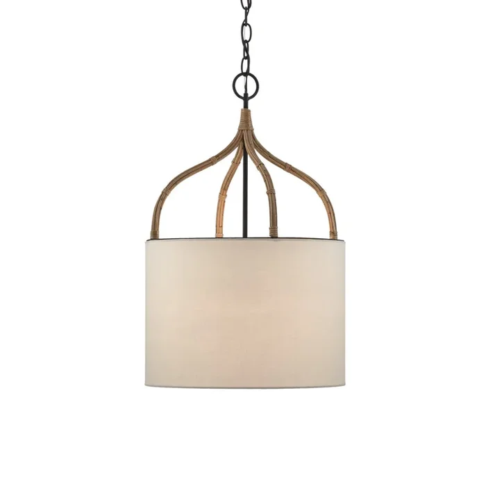 Currey & Company 9000-0445 Dunning Pendant in Blacksmith/Natural