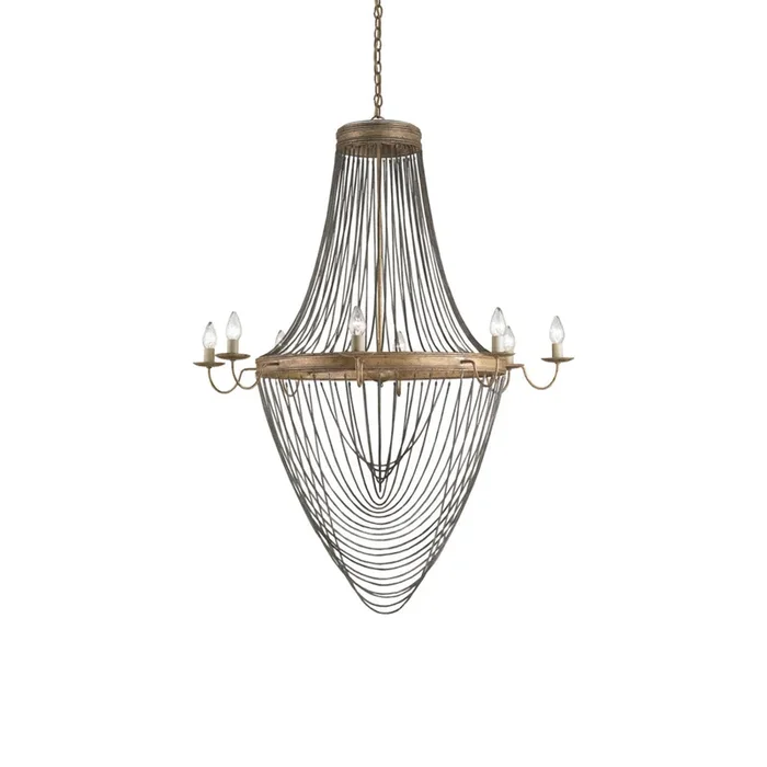 Currey & Company 9412 Lucien 8 Light Chandelier in French Gold Leaf/Iron