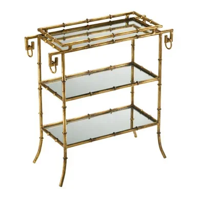 Cyan Bamboo Tray Table in Gold – 04208