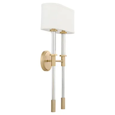 Cyan Hightower Two Light Wall Sconce in Clear/Aged Brass – 11953
