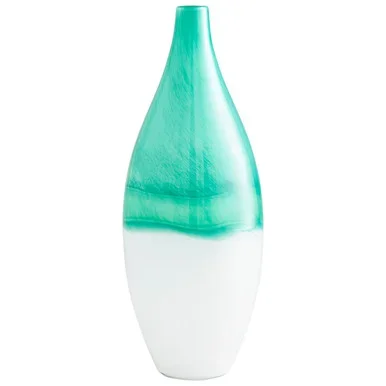 Cyan Vase in Turquoise/White – 09522
