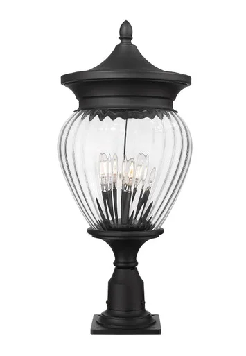 Davina Four Light Outdoor Pier Mounted Fixture (5016PHBR-533PM-BK)