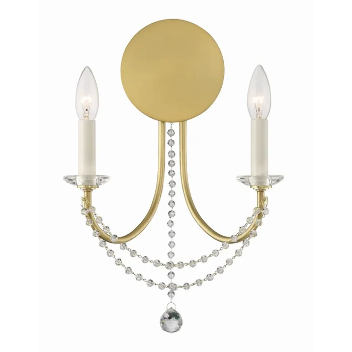Delilah 2 Light Aged Brass Sconce 12.25″W x 16″H x 4.75″DDEL-90802-AG
