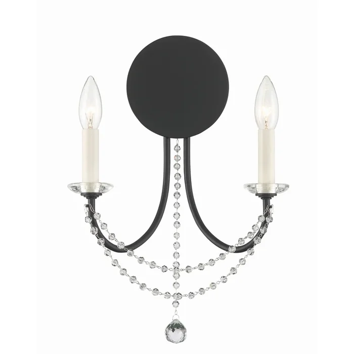 Delilah 2 Light Matte Black Sconce 12.25″W x 16″H x 4.75″DDEL-90802-MK