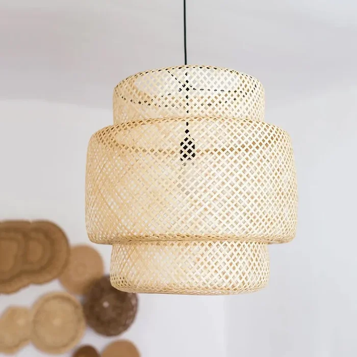 Dining Room Decorative Lamp Boho Style Bamboo Wicker Pendant LightsDS80008LF-C0652-30CM*30CM