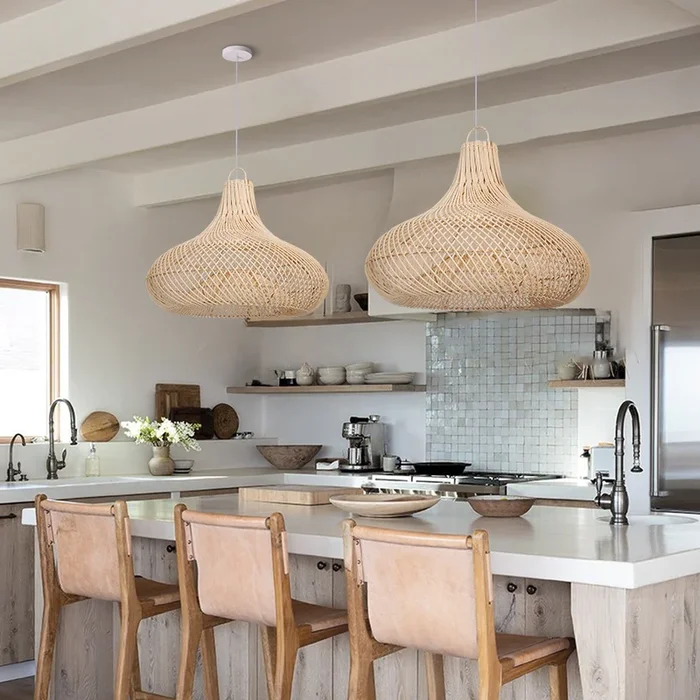 Dining Room Rattan Pendant Light FixtureDS800691-50-1