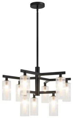 Ederle Outdoor Wall Lamp – Powder Coat Black – Clear Water Seeded Glass – 11W Integrated LED Module – 850lm – 16in. H – 3000K Warm White