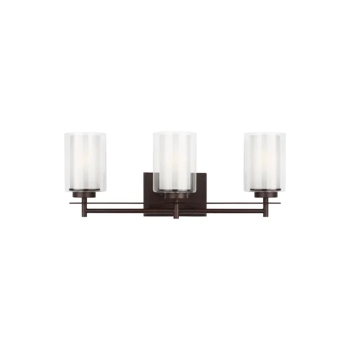 Elmwood Park Three Light Wall / Bath LED Traditional Fixture 22.25″ Width 8.5″ Height Steel Round Satin Etched Shade in Bronze4437303EN3-710
