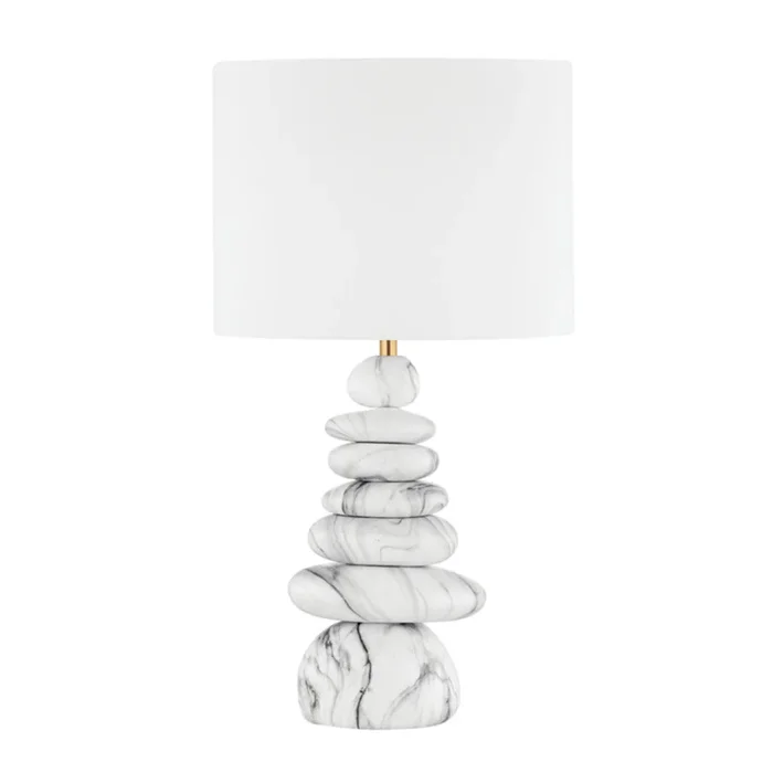 Fenton 1-Light Table Lamp in Aged Brass/Ceramic Marbled Gray 16L x 16W x 29.75HL1736-AGB/CMG