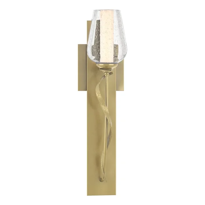 Flora Seeded Glass Sconce 1-Light Seeded Glass with Opal Diffuser (ZS) in Modern Brass203030-SKT-86-ZS0354