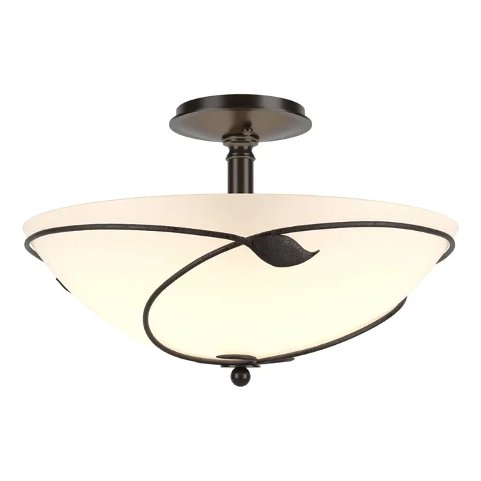 Forged Leaves Large Semi-Flush 3-Light Opal Glass (GG) in Oil Rubbed Bronze126732-SKT-14-GG0052