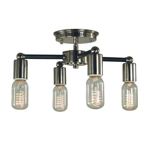 Framburg 5080 PN/MBLACK Nebula 4-Light Semi Flush Mount in Polished Nickel with Matte Black Accents