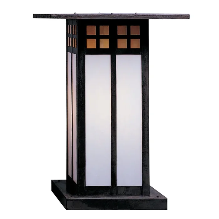 GC-18L Arroyo Craftsman Glasgow 18″ Outdoor Tall Column Mount with Opalescent Glass