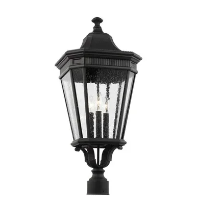 Generation Lighting Cotswold Lane Three Light Outdoor Post Lantern in Black – OL5428BK