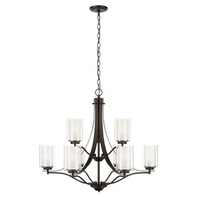 Generation Lighting Elmwood Park Nine Light Chandelier in Bronze – 3137309-710