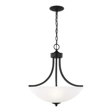 Generation Lighting Geary Three Light Pendant in Midnight Black – 6616503-112