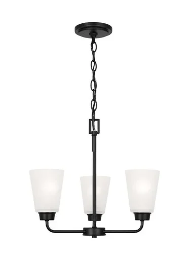 Generation Lighting Kerrville Three Light Chandelier in Midnight Black – 3115203EN3-112