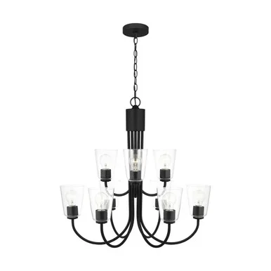 Generation Lighting Miles Nine Light Chandelier in Midnight Black – GLC1169MBK