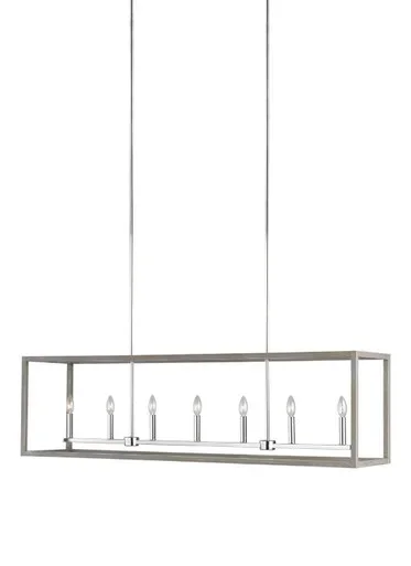 Generation Lighting Moffet Street Seven Light Island Pendant in Washed Pine – 6634507EN-872