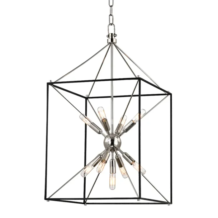 Glendale 9-Light Lantern in Polished Nickel/Black 16.25L x 16.25W x 30H8916-PN