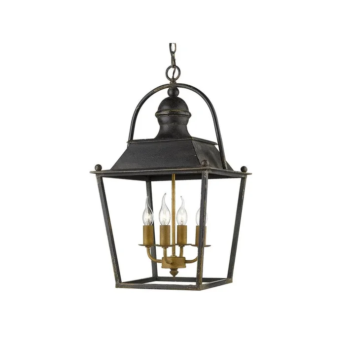 Golden Lighting 0888-4P ABI Christoff 4 Light Pendant in Antique Black Iron