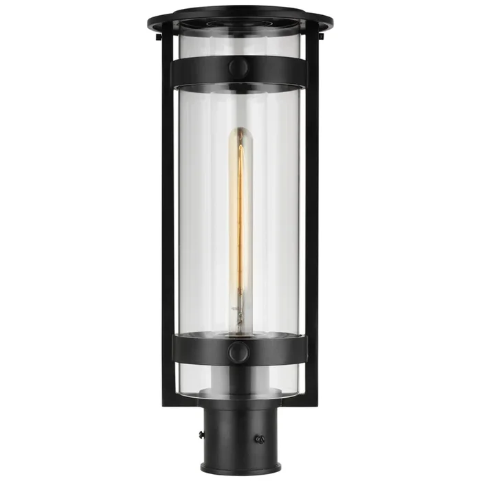Ian K. Fowler Kears Medium Post Lantern in Aged Iron with Clear Glass Outdoor Lighting W9″ x H22″S 7760AI-CG