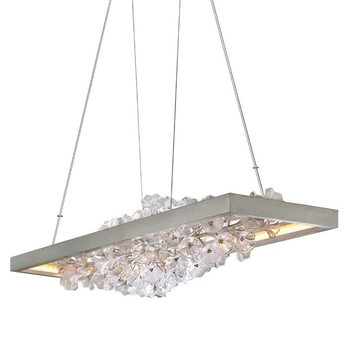 Jasmine Linear Chandelier – Silver Leaf