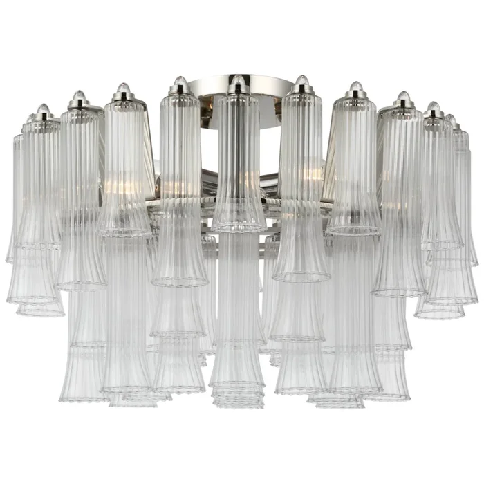 Julie Neill Lorelei 18″ Semi-Flush Mount in Polished Nickel with Clear Glass Ceiling Light W18″ x H12″JN 4250PN-CG