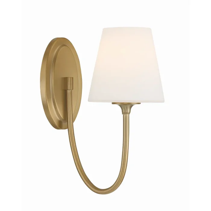 Juno 1 Light Vibrant Gold Sconce Glass Shade 6″W x 13″H x 10.25″DJUN-10321-VG