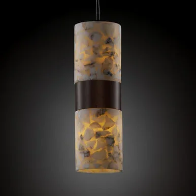Justice Designs Alabaster Rocks Two Light Pendant in Dark Bronze – ALR-8758-10-DBRZ