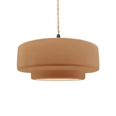 Justice Designs Radiance One Light Pendant in Adobe – CER-6543-ADOB-MBLK-BEIG-TWST