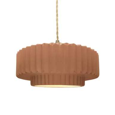 Justice Designs Radiance One Light Pendant in Adobe – CER-6553-ADOB-BRSS-BEIG-TWST