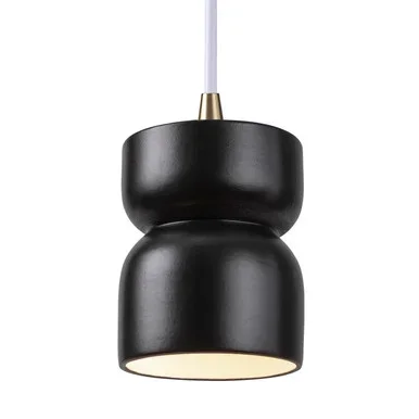 Justice Designs Radiance One Light Pendant in Carbon – Matte Black – CER-6500-CRB-ABRS-WTCD