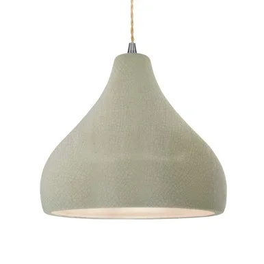 Justice Designs Radiance One Light Pendant in Celadon Green Crackle – CER-6565-CKC-NCKL-BEIG-TWST