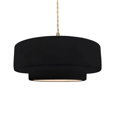 Justice Designs Radiance One Light Pendant in Gloss Black w/ Matte White – CER-6545-BKMT-BRSS-BEIG-TWST