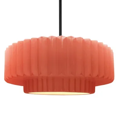 Justice Designs Radiance One Light Pendant in Gloss Blush – CER-6555-BSH-MBLK-RIGID